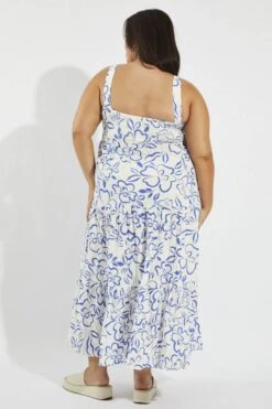 Blue Abstract Maxidress Shirred Back Tiered -You And All Fashion Store cdd3151a 47ab abstract 5