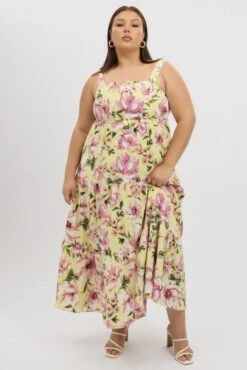 Yellow Floral Maxi Dress Sleeveless Tiered -You And All Fashion Store cdd3151j 47rb floral 3