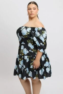 Black Floral Gather Detail Frill Minidress -You And All Fashion Store cdd31522c 35a floral 4