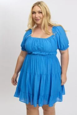 Blue Scoop Neck Frill Sleeve Minidress -You And All Fashion Store cdd31649f 10a blue 3