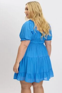 Blue Scoop Neck Frill Sleeve Minidress -You And All Fashion Store cdd31649f 10a blue 5