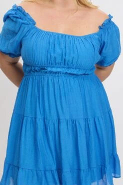 Blue Scoop Neck Frill Sleeve Minidress -You And All Fashion Store cdd31649f 10a blue 6