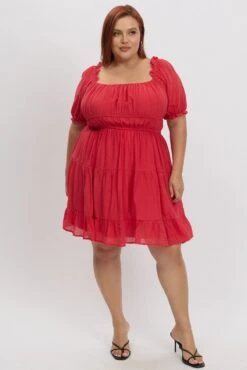 Red Scoop Neck Frill Sleeve Minidress -You And All Fashion Store cdd31649f 10ab red 3 df07b922 f140 4d86 8f84 ef2849e2c0d5