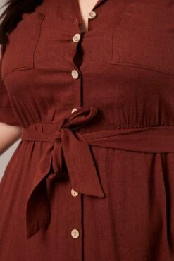 Brown Midi Dress Puff Sleeve Belted With Pockets 11 Brown Midi Dress Puff Sleeve Belted With Pockets -You And All Fashion Store cdd31686c 33ab brown 6