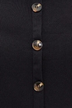 Black Midi Dress Rib Sleeveless Button Through -You And All Fashion Store cdd31741 47ab black 6