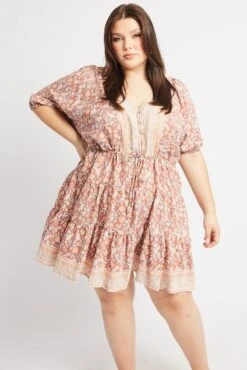 Multi Boho Button Through Border Minidress -You And All Fashion Store cdd31809s 34a boho 3