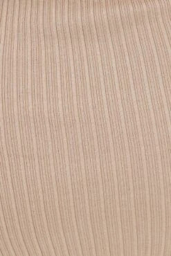 Beige Knit Dress Sleeveless Split Front Rib Midi -You And All Fashion Store cdd31826 40a stone 6