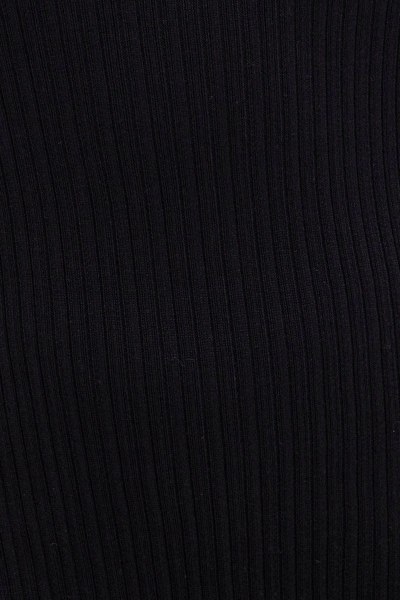 Black Knit Dress Sleeveless Split Front Rib Midi 7 Black Knit Dress Sleeveless Split Front Rib Midi - Image 7