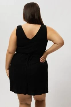 Black Linen Blend V Neck Fitted Minidress 10 Black Linen Blend V Neck Fitted Minidress -You And All Fashion Store cdd3182c 123ab black 5