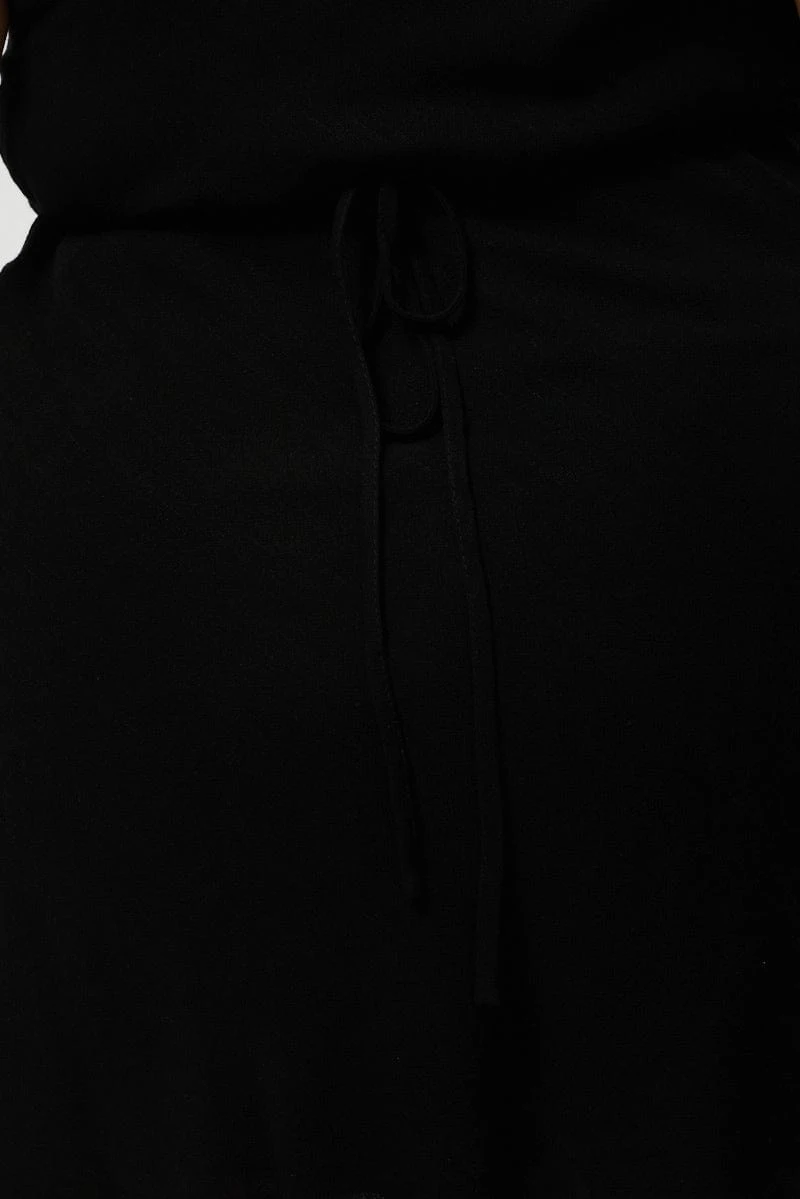 Black Linen Blend V Neck Fitted Minidress 6 Black Linen Blend V Neck Fitted Minidress - Image 6