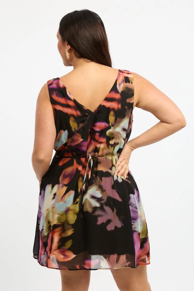 Multi Abstract Blurred V Bias Minidress 6 Multi Abstract Blurred V Bias Minidress - Image 6