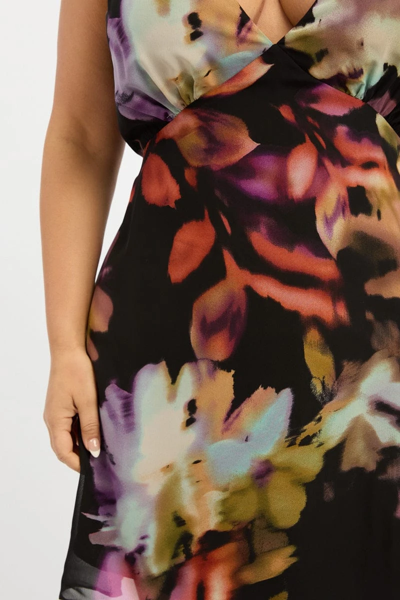 Multi Abstract Blurred V Bias Minidress 7 Multi Abstract Blurred V Bias Minidress - Image 7