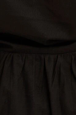 Black Mini Shirtdress Frill Layer Cotton Linen Blend -You And All Fashion Store cdd31865 35ab black 6