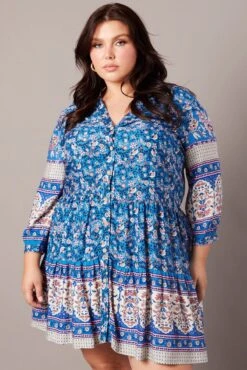 Blue Boho Button Through Shirtdress 8 Blue Boho Button Through Shirtdress -You And All Fashion Store cdd31867 10ab boho 3