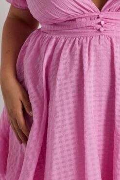 Pink Fit And Flare Dress Short Sleeve -You And All Fashion Store cdd3187 36rb pink 6