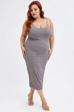 Grey Rib Jersey Midi Dress Tie Waist -You And All Fashion Store cdd31939 47ab charcoal 5
