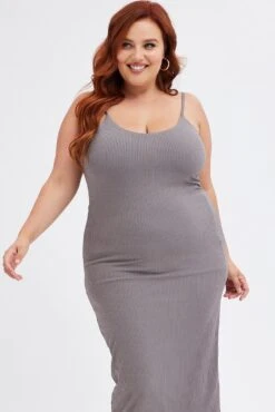 Grey Rib Jersey Midi Dress Tie Waist -You And All Fashion Store cdd31939 47ab charcoal 6