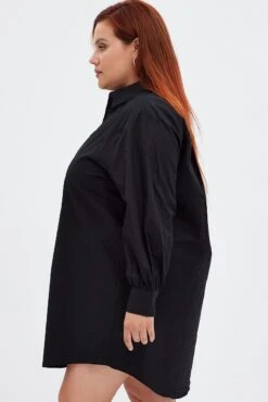 Black Cotton Shirtdress Oversized Long Sleeve -You And All Fashion Store cdd31940a 47ab black 4