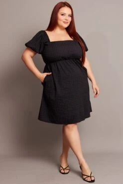 Black Tonal Check Minidress -You And All Fashion Store cdd31990 59a black 3