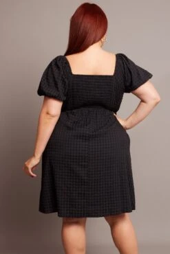 Black Tonal Check Minidress -You And All Fashion Store cdd31990 59a black 5