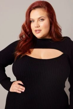 Black Peephole Knit Dress -You And All Fashion Store cdd32009a 40ab black 3