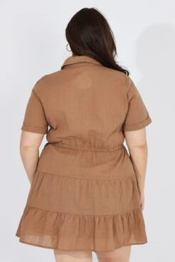 Brown Cargo Shirtdress Short Sleeve Cotton Mini -You And All Fashion Store cdd32056b 47ab mocha 5