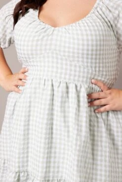 Green Check Tiered Mini Dress Shirred Back With Pockets -You And All Fashion Store cdd32114c 35ab check 6
