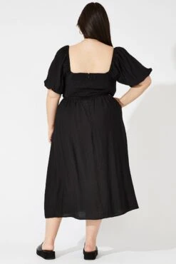 Black Ruched Waist Detail Midi Dress -You And All Fashion Store cdd32169 33ab black 5