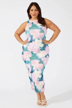 Multi Floral Maxi Dress Long Mesh Print Bodycon -You And All Fashion Store cdd32228 47a floral 3