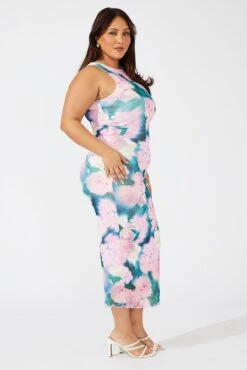 Multi Floral Maxi Dress Long Mesh Print Bodycon -You And All Fashion Store cdd32228 47a floral 4
