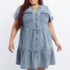 Denim Acid Denim Button Through Shirtdress