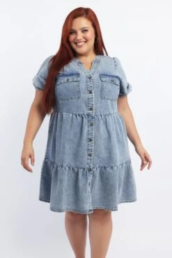 Denim Acid Denim Button Through Shirtdress