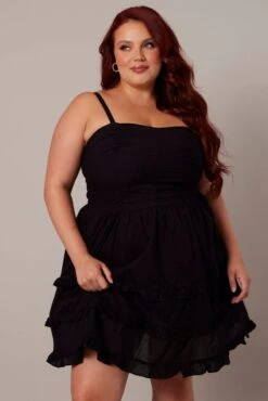 Black Frill Hem Strappy Mini Dress -You And All Fashion Store cdd32291 35ab black 3