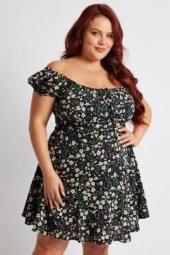 Blue Ditsy Gather Front Tie Mini Dress -You And All Fashion Store cdd32296a 34ab ditsy 3