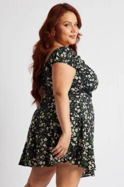 Blue Ditsy Gather Front Tie Mini Dress -You And All Fashion Store cdd32296a 34ab ditsy 4