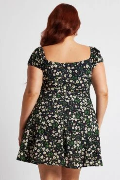 Blue Ditsy Gather Front Tie Mini Dress -You And All Fashion Store cdd32296a 34ab ditsy 5