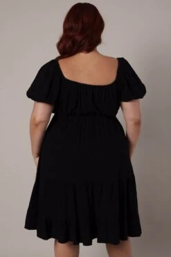 Black Mini Dress Linen Blend Puff Sleeve Sweetheart Neck 10 Black Mini Dress Linen Blend Puff Sleeve Sweetheart Neck -You And All Fashion Store cdd32306 47ab black 5