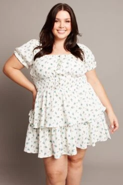 Blue Ditsy Shirred Waist Tiered Minidress -You And All Fashion Store cdd32368j 34a ditsy 3