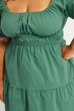 Green Puff Sleeve Gather Minidress -You And All Fashion Store cdd32398 35a khaki 6