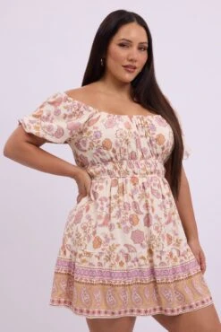 Beige Boho Off Shoulder Minidress -You And All Fashion Store cdd32398c 35a boho 4