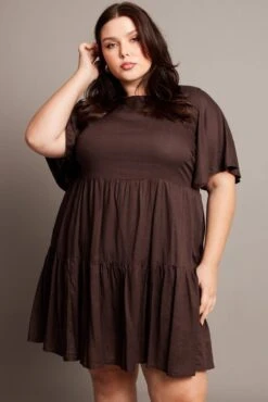 Brown Flare Sleeve Smock Minidress -You And All Fashion Store cdd32437 34ab chocolate 3