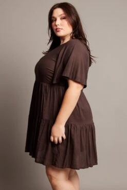 Brown Flare Sleeve Smock Minidress -You And All Fashion Store cdd32437 34ab chocolate 4