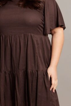 Brown Flare Sleeve Smock Minidress -You And All Fashion Store cdd32437 34ab chocolate 6