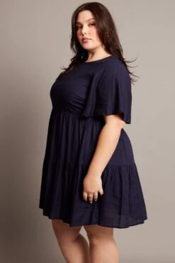 Denim Flare Sleeve Smock Minidress -You And All Fashion Store cdd32437 34ab ink 4