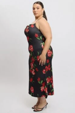 Black Floral Jersey Halter Bodycon Maxidress -You And All Fashion Store cdd32447 47ab floral 4
