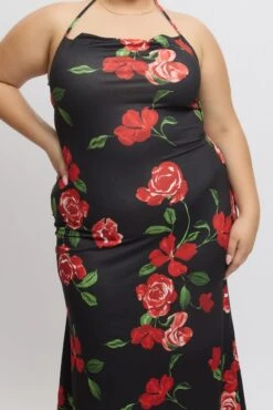 Black Floral Jersey Halter Bodycon Maxidress -You And All Fashion Store cdd32447 47ab floral 6