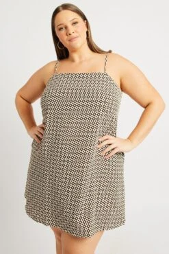 Brown Geo Shoestring Strap Minidress -You And All Fashion Store cdd32479a 47ab geo 3