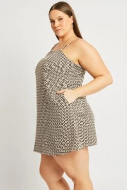 Brown Geo Shoestring Strap Minidress -You And All Fashion Store cdd32479a 47ab geo 4