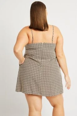 Brown Geo Shoestring Strap Minidress -You And All Fashion Store cdd32479a 47ab geo 5