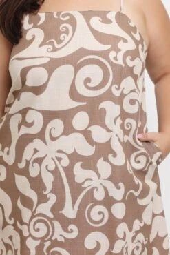 Beige Abstract Linen Blend Mini Shift Dress -You And All Fashion Store cdd32479c 47ab abstract 5